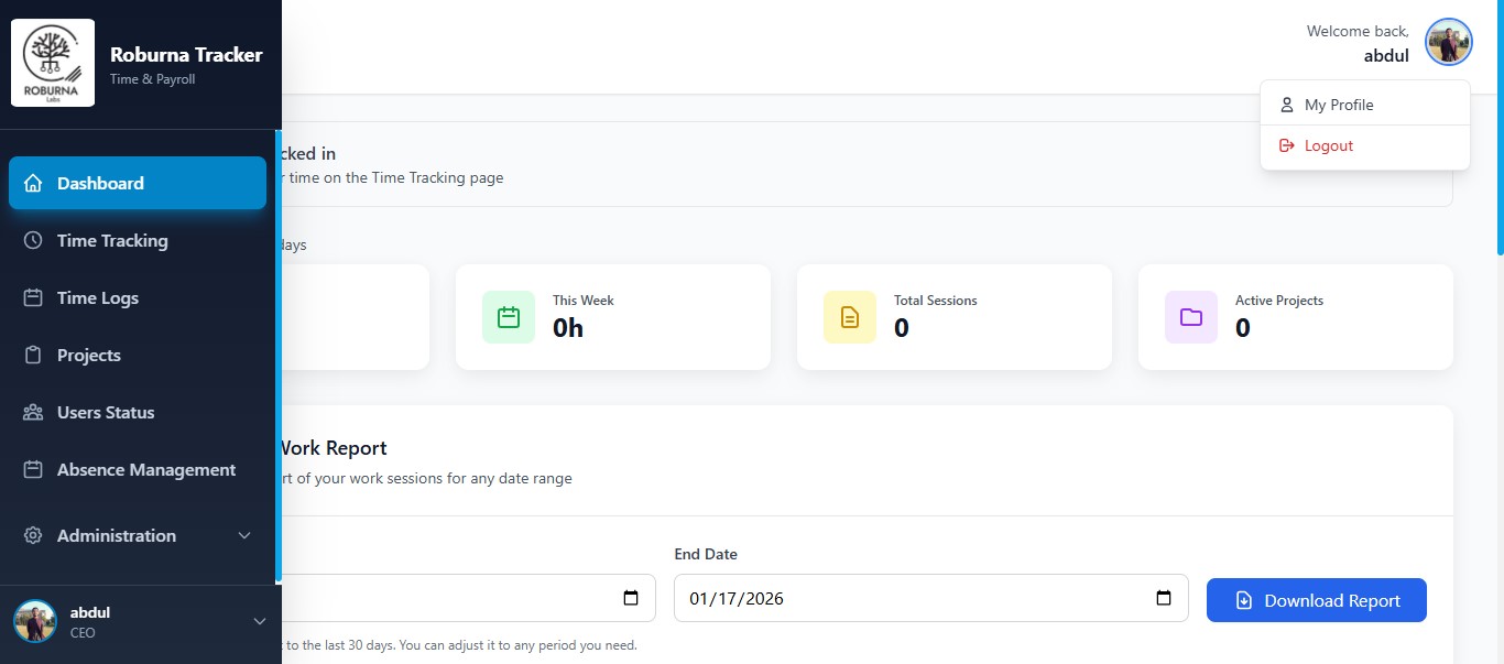Roburna Time Tracker - Time tracking and payroll management system
